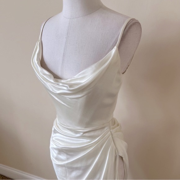 New! House CB London Reva silky cowl draped neck dress 13499 - Picture 6 of 16